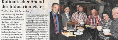 Einen kulinarischen Abend am 13.09.2013 im ALT Battenberg.