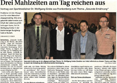 Vortag von Sportmediziner Dr. Wolfgang Grebe